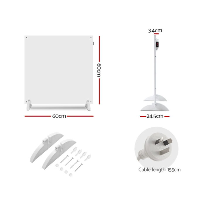Devanti 450W Metal Wall Heater Mount Panel Heater Slimline Portable Caravan - Image 3