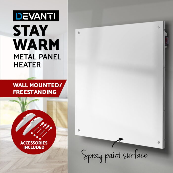 Devanti 450W Metal Wall Heater Mount Panel Heater Slimline Portable Caravan - Image 4