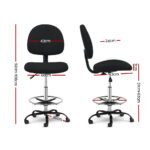 Artiss Office Chair Drafting Stool Fabric Chairs Black - Image 3