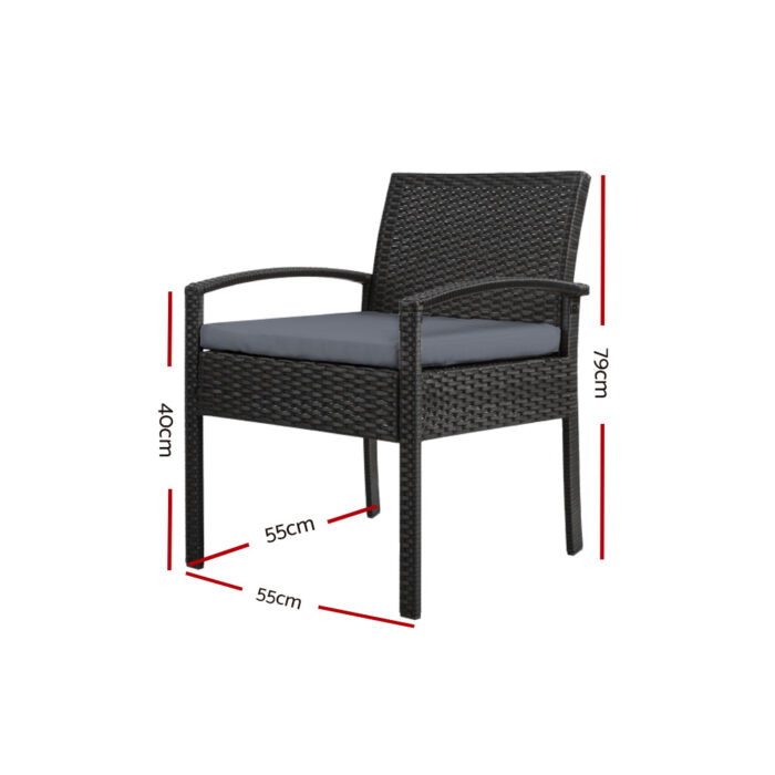 Gardeon Outdoor Dining Chairs Patio Furniture Rattan Lounge Chair Cushion Felix - Image 3
