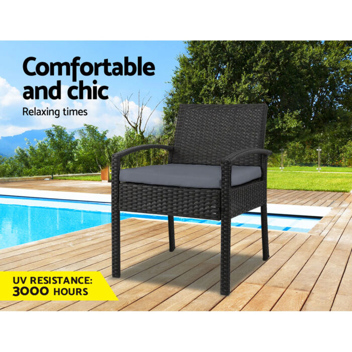 Gardeon Outdoor Dining Chairs Patio Furniture Rattan Lounge Chair Cushion Felix - Image 4