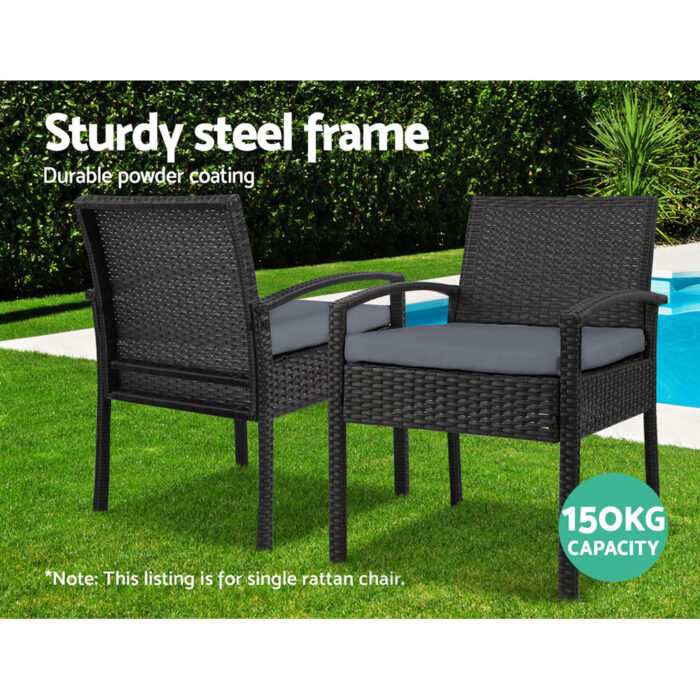Gardeon Outdoor Dining Chairs Patio Furniture Rattan Lounge Chair Cushion Felix - Image 5