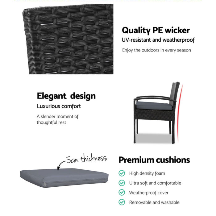 Gardeon Outdoor Dining Chairs Patio Furniture Rattan Lounge Chair Cushion Felix - Image 6