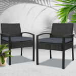 Gardeon 2PC Outdoor Dining Chairs Patio Furniture Rattan Lounge Chair Cushion Felix