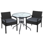 Gardeon 3PC Bistro Set Outdoor Furniture Rattan Table Chairs Cushion Patio Garden Felix - Image 5