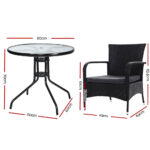 Gardeon Outdoor Dining Chairs Bistro Patio Furniture Chair Wicker Garden Extra Large Tea Coffee Cafe Bar Set - Image 3