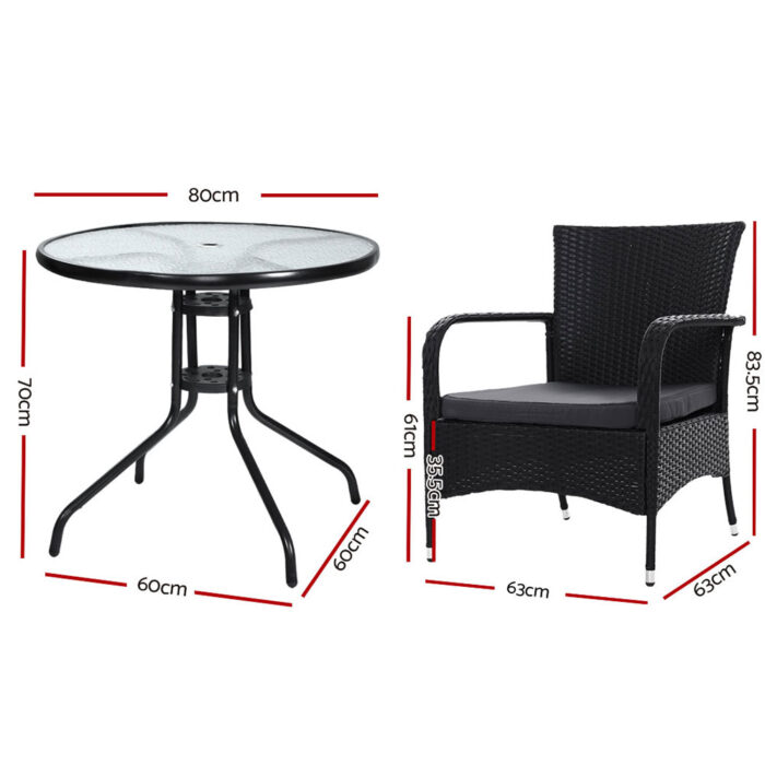 Gardeon Outdoor Dining Chairs Bistro Patio Furniture Chair Wicker Garden Extra Large Tea Coffee Cafe Bar Set - Image 3