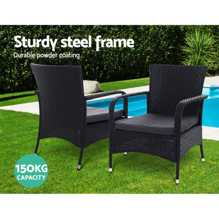 Gardeon Outdoor Dining Chairs Bistro Patio Furniture Chair Wicker Garden Extra Large Tea Coffee Cafe Bar Set - Image 5
