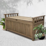 Gardeon Outdoor Storage Bench Box Wooden Garden Toy Tool Sheds Patio Furniture Brown
