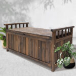 Gardeon Outdoor Storage Bench Box Wooden Garden Toy Tool Shed Patio Furniture Charcoal