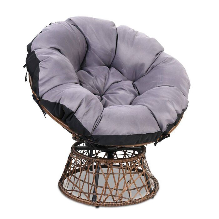 Gardeon Outdoor Chairs Outdoor Furniture Papasan Chair Wicker Patio Garden Brown - Image 2