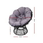 Gardeon Outdoor Lounge Setting Papasan Chair Wicker Table Garden Furniture Black - Image 3