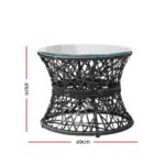 Gardeon Outdoor Lounge Setting Papasan Chair Wicker Table Garden Furniture Black - Image 4