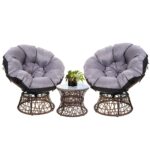 Gardeon Outdoor Lounge Setting Furniture Wicker Papasan Chairs Table Patio Brown - Image 2