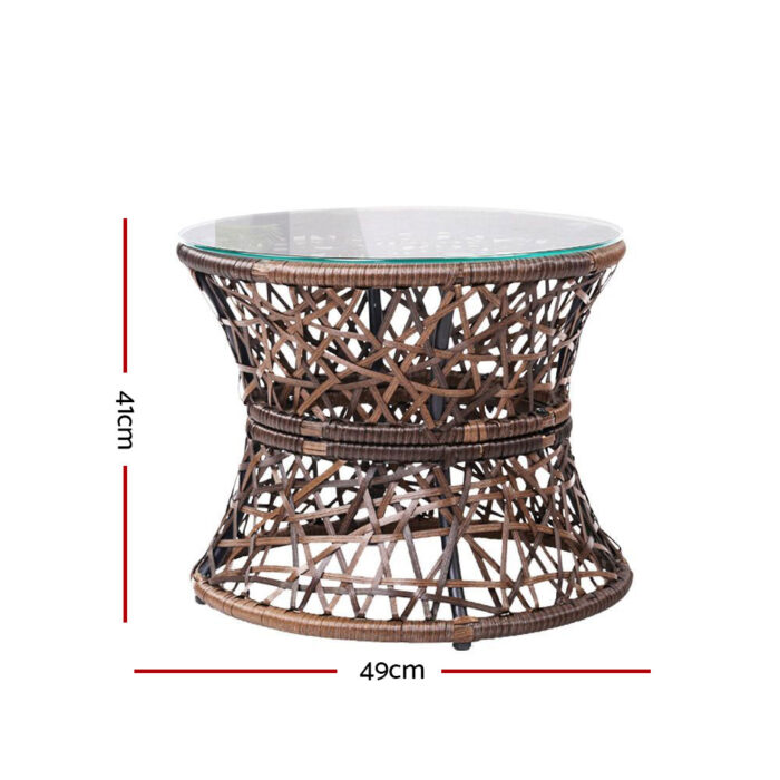 Gardeon Outdoor Lounge Setting Furniture Wicker Papasan Chairs Table Patio Brown - Image 4