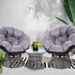 Gardeon Outdoor Lounge Setting Furniture Wicker Papasan Chairs Table Patio Grey