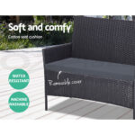Gardeon 4 Piece Outdoor Lounge Setting Patio Furniture Sofa Set Grey - Image 6