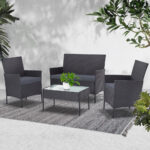 Gardeon 4 Piece Outdoor Lounge Setting Patio Furniture Sofa Set Grey
