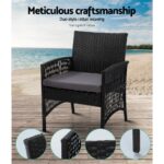 Gardeon 4PCS Outdoor Lounge Setting Sofa Set Patio Wicker Furniture Black - Image 4