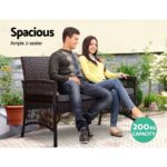 Gardeon 4PCS Outdoor Lounge Setting Sofa Set Patio Wicker Furniture Black - Image 5