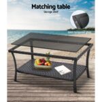Gardeon 4PCS Outdoor Lounge Setting Sofa Set Patio Wicker Furniture Grey - Image 6