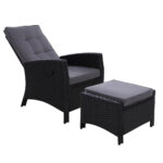 Gardeon Recliner Chair Sun lounge Wicker Lounger Outdoor Patio Furniture Adjustable Black - Image 2