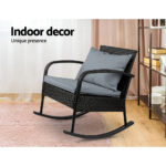 Gardeon Outdoor Furniture Rocking Chair Wicker Garden Patio Lounge Setting Black - Image 6