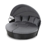 Gardeon Sun Lounge Setting Wicker Lounger Day Bed Patio Outdoor Furniture Black - Image 2