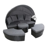Gardeon Sun Lounge Setting Wicker Lounger Day Bed Patio Outdoor Furniture Black - Image 3