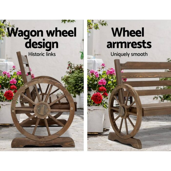 Gardeon Outdoor Garden Bench Wooden 2 Seat Wagon Chair Patio Furniture Teak - Image 4
