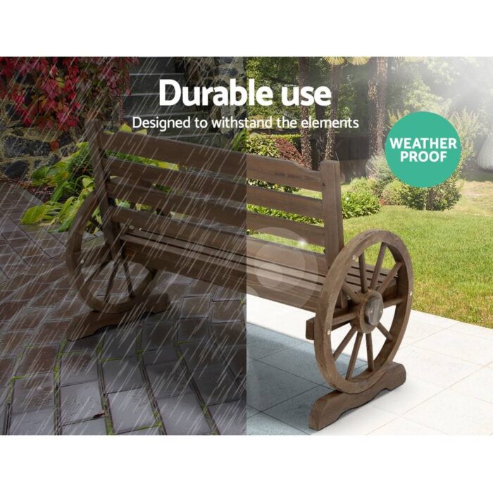 Gardeon Outdoor Garden Bench Wooden 2 Seat Wagon Chair Patio Furniture Teak - Image 5
