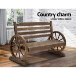 Gardeon Outdoor Garden Bench Wooden 2 Seat Wagon Chair Patio Furniture Teak - Image 6