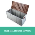 Gardeon Outdoor Storage Box 290L Lockable Organiser Garden Deck Shed Tool Brown - Image 6