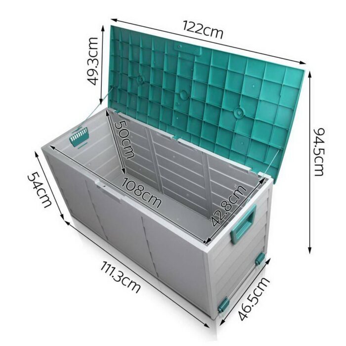 Gardeon Outdoor Storage Box 290L Lockable Organiser Garden Deck Shed Tool Green - Image 3