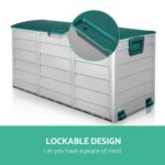 Gardeon Outdoor Storage Box 290L Lockable Organiser Garden Deck Shed Tool Green - Image 5