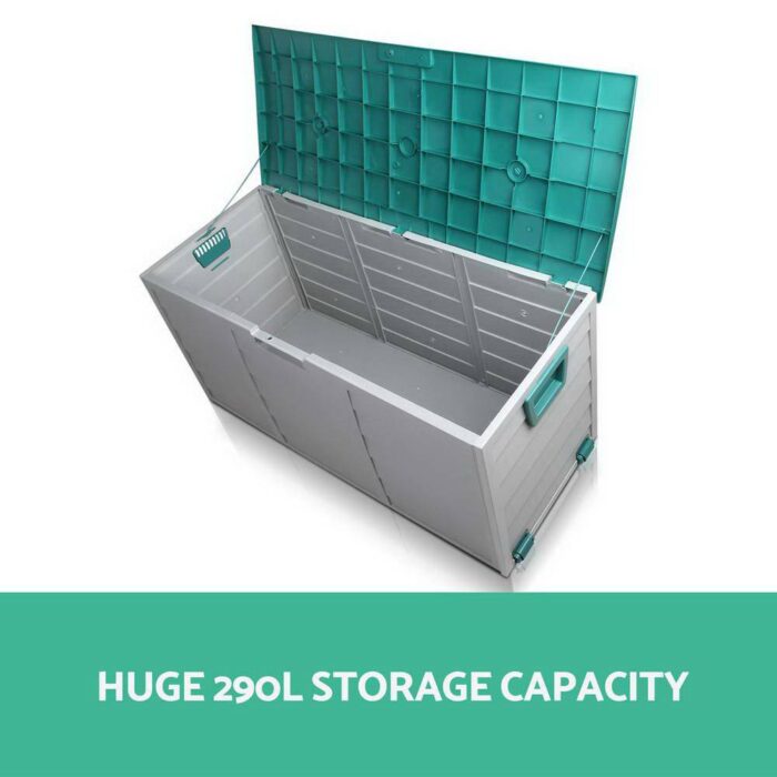 Gardeon Outdoor Storage Box 290L Lockable Organiser Garden Deck Shed Tool Green - Image 6