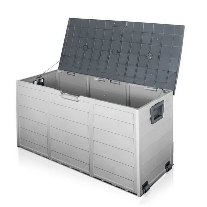 Gardeon Outdoor Storage Box 290L Lockable Organiser Garden Deck Shed Tool Grey - Image 2