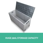 Gardeon Outdoor Storage Box 290L Lockable Organiser Garden Deck Shed Tool Grey - Image 6