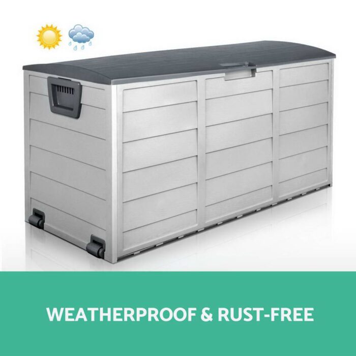 Gardeon Outdoor Storage Box 290L Lockable Organiser Garden Deck Shed Tool Grey - Image 7