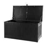 Gardeon Outdoor Storage Box 270L Container Lockable Garden Bench Tool Shed Black