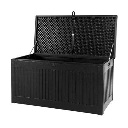 Gardeon Outdoor Storage Box 270L Container Lockable Garden Bench Tool Shed Black