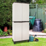 Gardeon 173cm Outdoor Storage Cabinet Box Lockable Cupboard Sheds Adjustable Rattan Beige