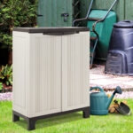 Gardeon 92cm Outdoor Storage Cabinet Box Lockable Cupboard Sheds Garage Adjustable Beige