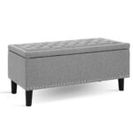 Artiss Storage Ottoman Blanket Box Linen Fabric Chest Foot Stool Toy Bench Grey - Image 2