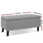 Artiss Storage Ottoman Blanket Box Linen Fabric Chest Foot Stool Toy Bench Grey - Image 3
