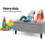 Artiss Storage Ottoman Blanket Box Linen Fabric Chest Foot Stool Toy Bench Grey - Image 4
