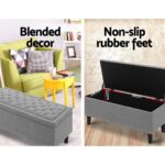 Artiss Storage Ottoman Blanket Box Linen Fabric Chest Foot Stool Toy Bench Grey - Image 5