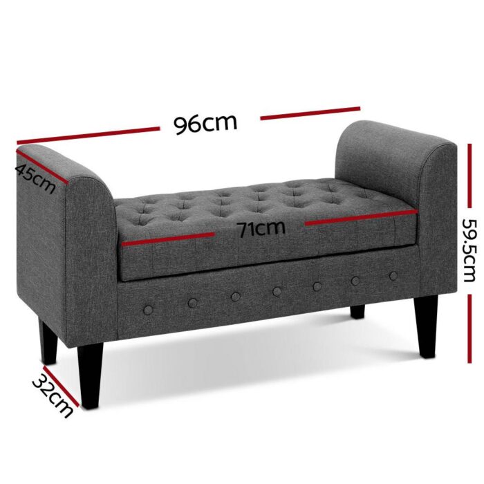 Artiss Storage Ottoman Blanket Box 104cm Linen Grey - Image 3