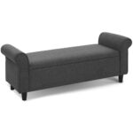 Artiss Storage Ottoman Blanket Box 125cm Arm Linen Grey - Image 2
