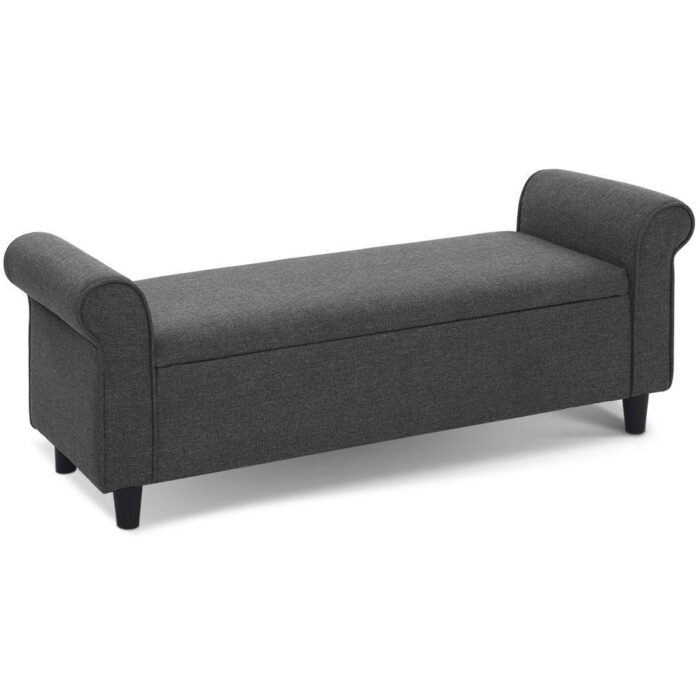 Artiss Storage Ottoman Blanket Box 125cm Arm Linen Grey - Image 2